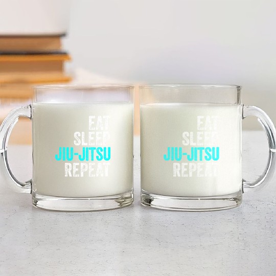 Eat Sleep Jiu-Jitsu Repeat Funny BJJ Glass Mugs