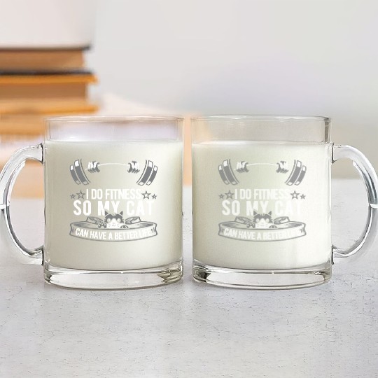 Fitness Workout Gym Cat Glass Mugs