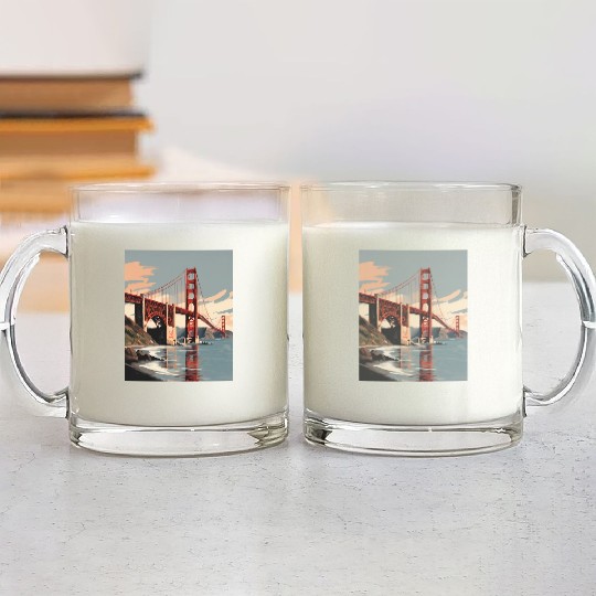 Golden Gate Bridge California Glass Mugs, Golden Gate