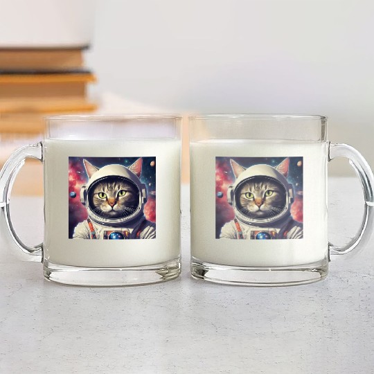 space cat Glass Mugs