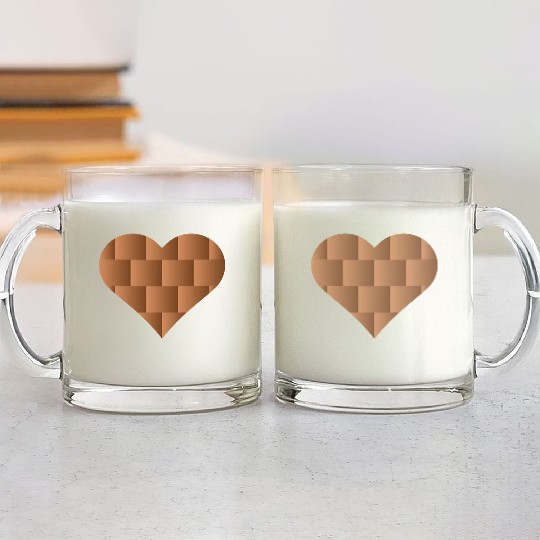 Brown Cute Heart Icon Glass Mugs