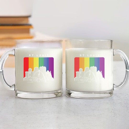 St. Louis Missouri Rainbow Flag LGBTQAI Pride Glass Mugs