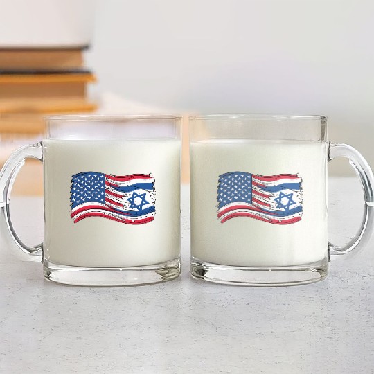 USA Israel flag! We stand with Israel! Glass Mugs