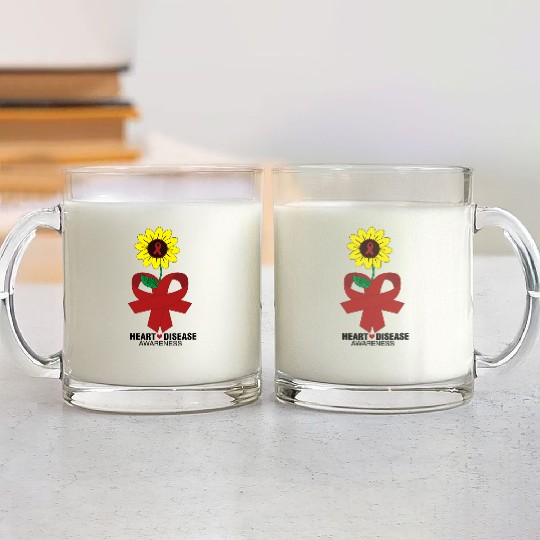 HEART DISEASE AWARENESS Glass Mugs
