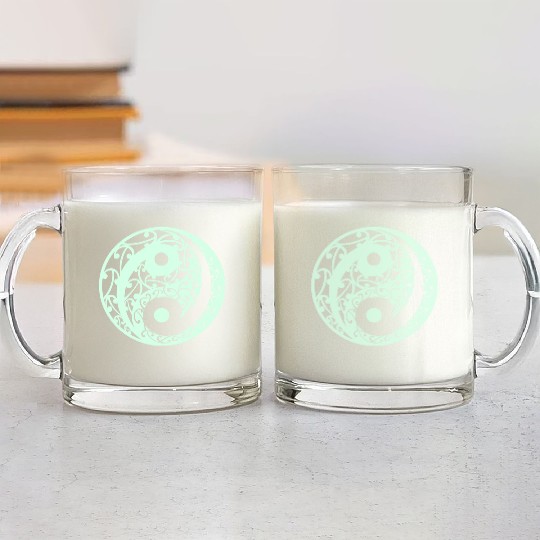 Yin And Yang In A Light Green Colour Glass Mugs