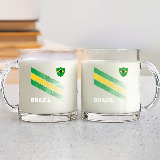 Vintage Brazil Sunflower Flag Brazil Soccer Lover Glass Mugs
