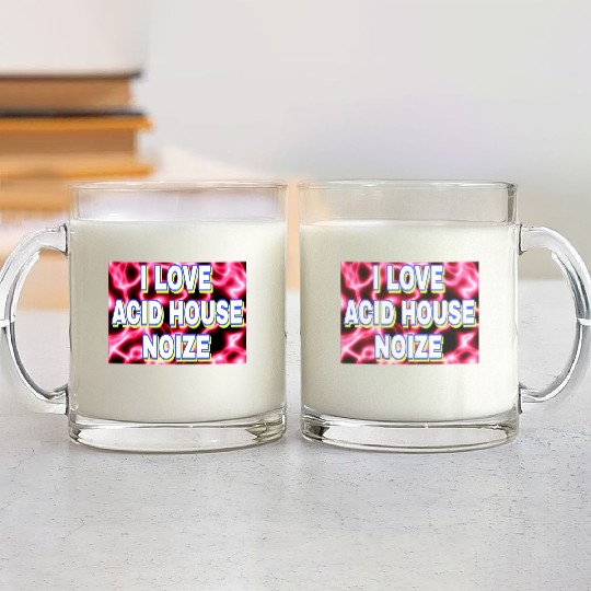 I LOVE ACID HOUSE NOIZE WHITE FONTS Glass Mugs