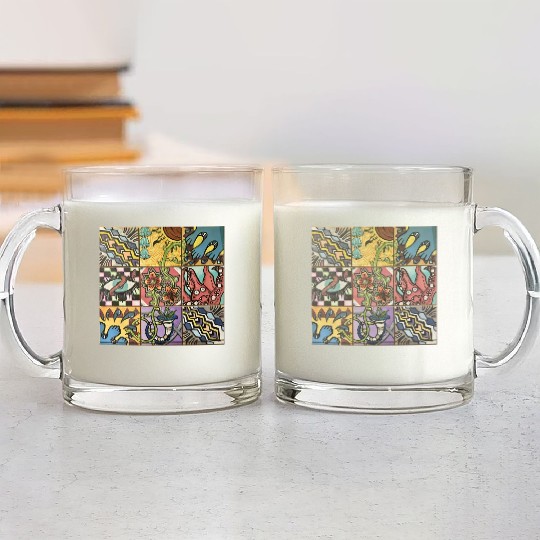 Hand painted wooden squares art by KateToxin Glass Mugs