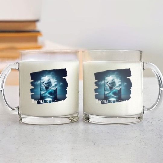 A storm in a glass with a ship Glass Mugs