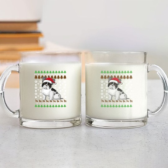 Merry Christmas, French Bulldog, Dog lovers gift Glass Mugs