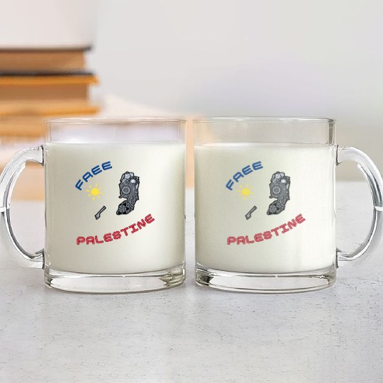 FREE PALESTINE, FREE GAZA PALESTINE. Glass Mugs