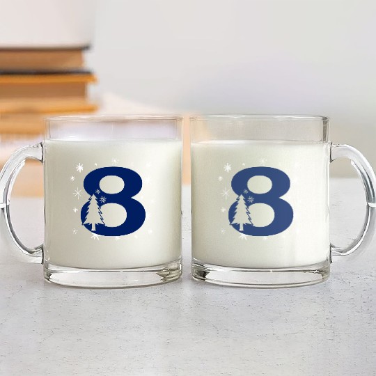 8th Winter Birthday Party - Christmas Number Eight Glass Mugs