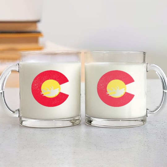 Colorado Flag Logo Elk Hunting Glass Mugs