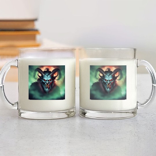 Krampus in Green Fog Glass Mugs