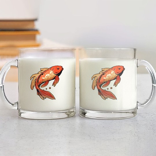 Koi Fish Japanese Carp Pond Glass Mugs