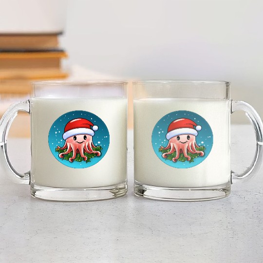 Jellyfish Christmas Glass Mugs