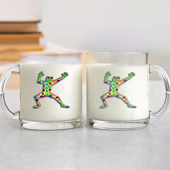 Colorful Frog Dancing Glass Mugs
