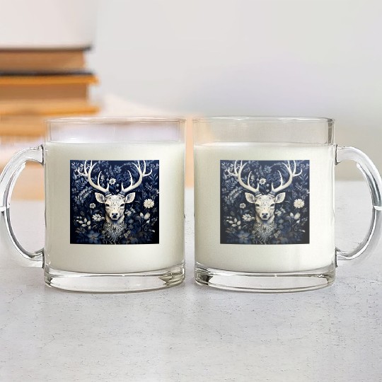 Enchanted Forest Deer Winter Bloom Glass Mugs