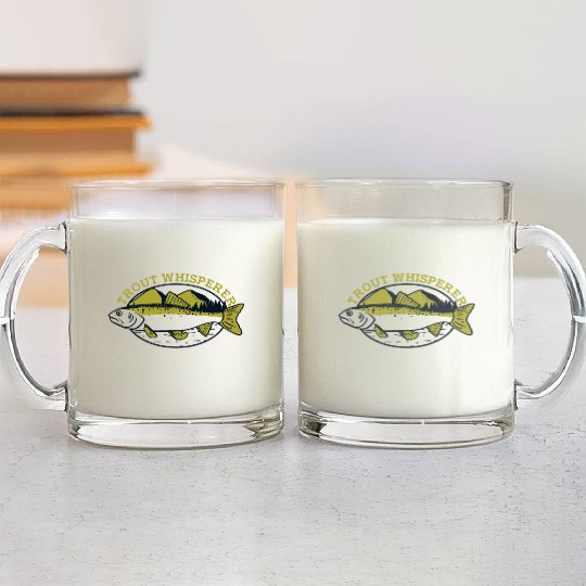 Trout Whisperer Boat Ice Fisherman Deep Sea Fly Glass Mugs