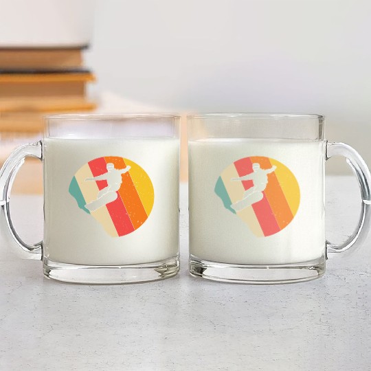 Vintage Sunset Snowboarding Gift For Snowboarders Glass Mugs