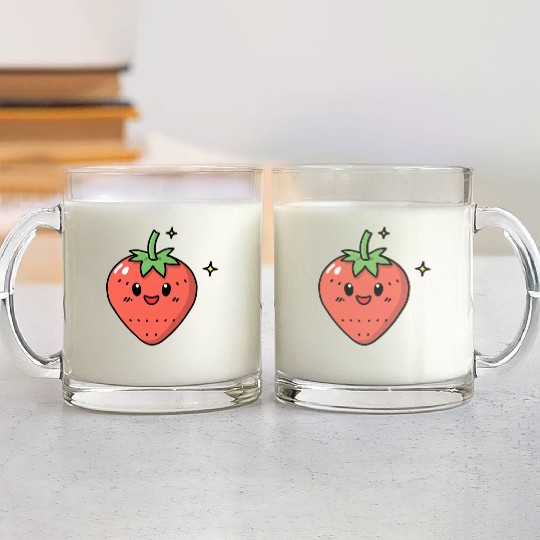 Kawaii Strawberry Glass Mugs