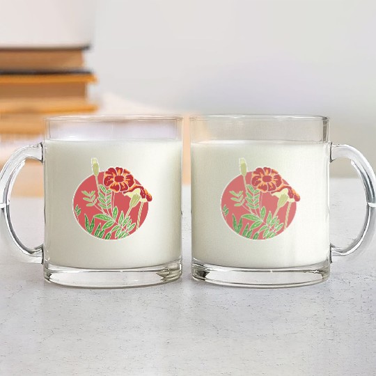 Mexican Marigold Nature Lover Gift Glass Mugs