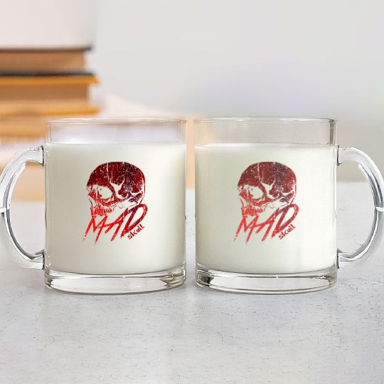 Red Skull with Lightning Graffiti Glass Mugs