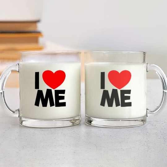 I Love Me Red Heart Self Love Affirmation Glass Mugs