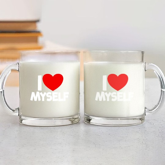 I Love Myself Red Heart Self Love Affirmation Glass Mugs