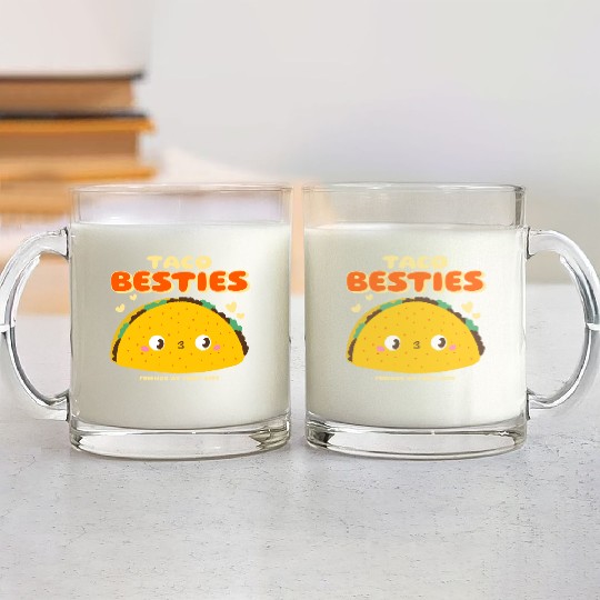 Cute "Taco Besties" Graphic Glass Mugs