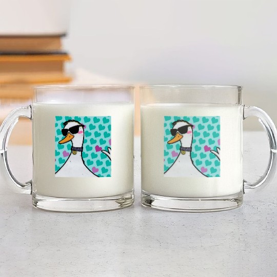 90s Raver Cartoon Duck, Party Animal, Kids Room Glass Mugs