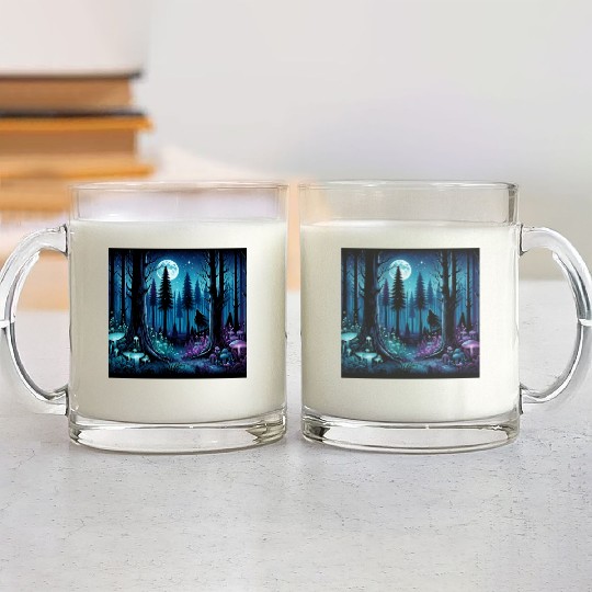 Mystic Moonlit Enchanted Forest Glass Mugs
