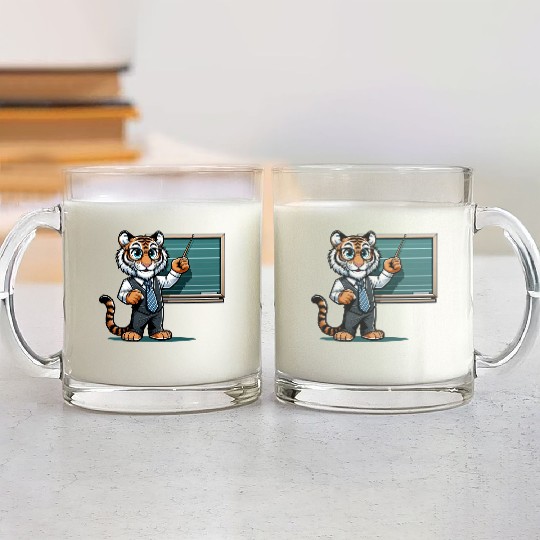 Cute Tiger Teacher Glass Mugs