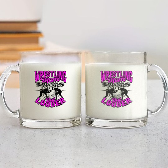 WRESTLING MOM LIKE A REGULAR MOM BUT LOUDER Glass Mugs