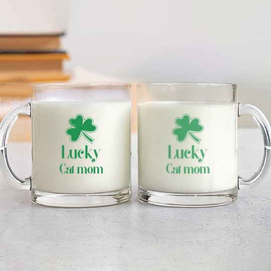 Lucky Cat Mom St Patrick's Day Glass Mugs