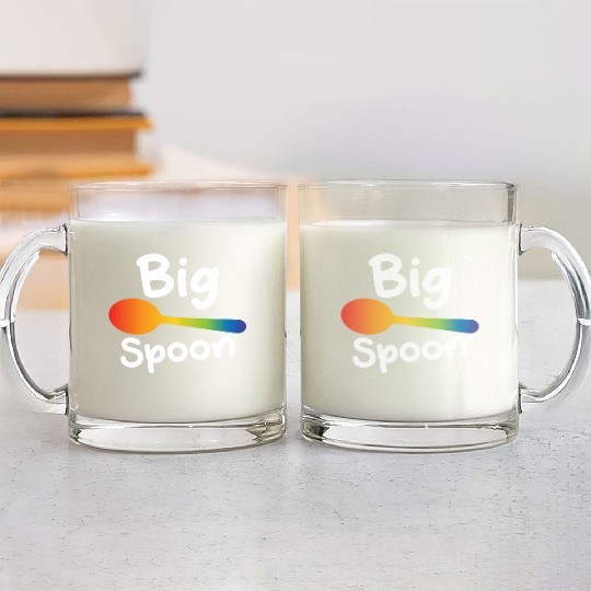 Big Spoon LGBT Pride Gay Lesbian Couple Matching Glass Mugs
