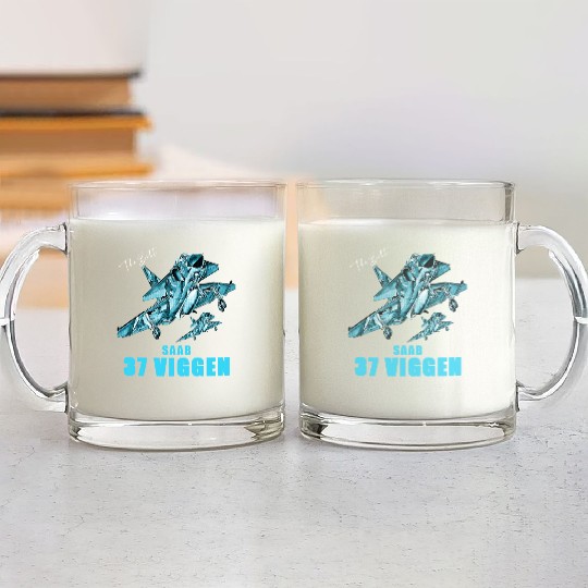 Saab 37 Viggen Swedish Multi Combat Aircraft Glass Mugs