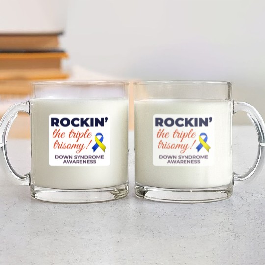 Down Syndrome Awareness Triple Trisomy Rock Glass Mugs