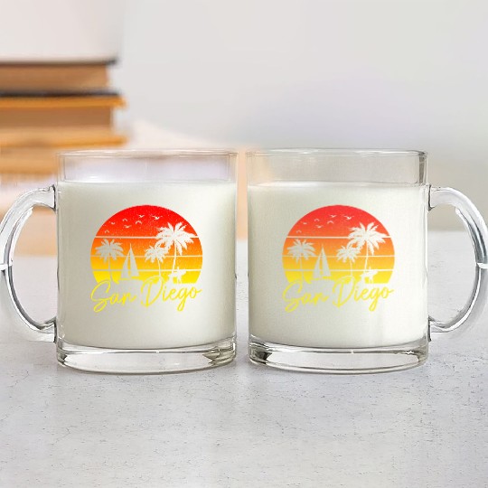 San Diego California Vintage Souvenir Glass Mugs