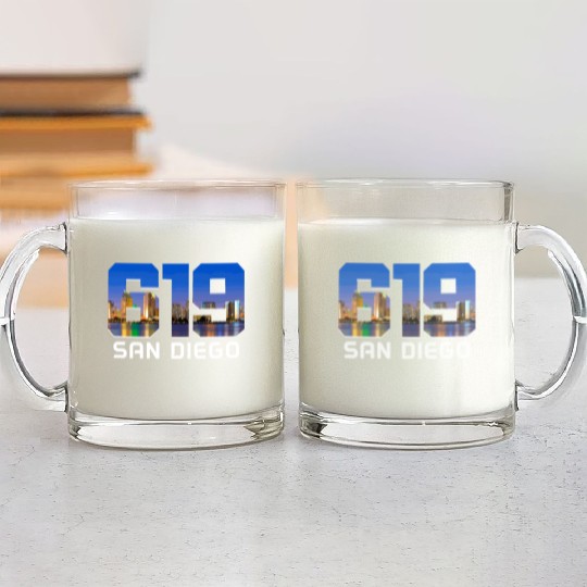 San Diego 619 Area Code California Glass Mugs