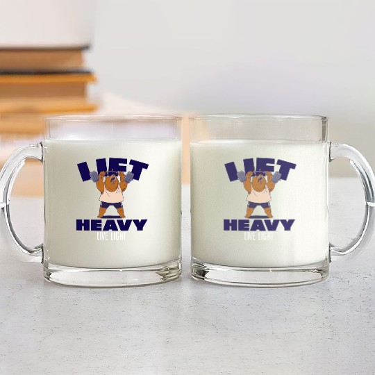 Glass Mugs design with bear training at gym