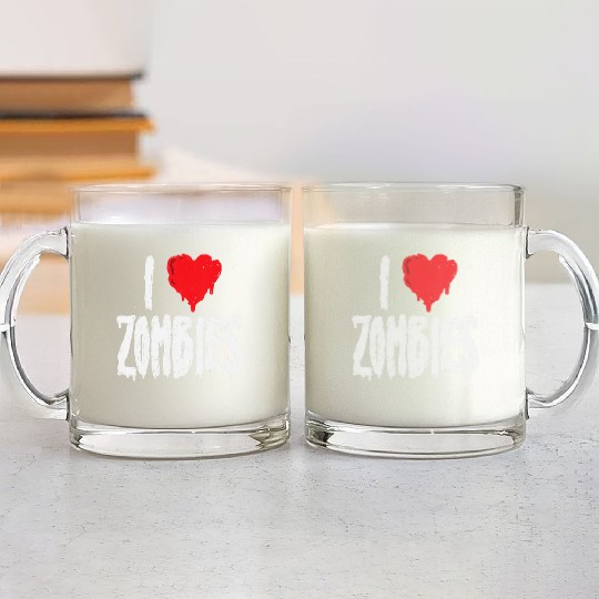 I Love Zombies Halloween Zombie Lover Quote Glass Mugs