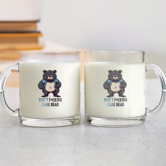 Don't F*cking Care Bear Glass Mugs