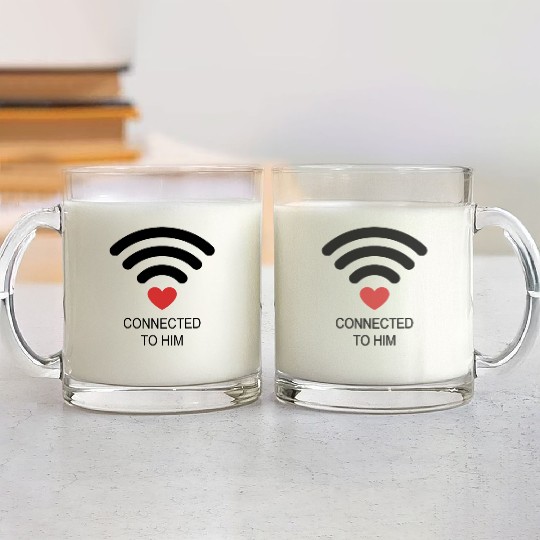 Connected to him couple Glass Mugs