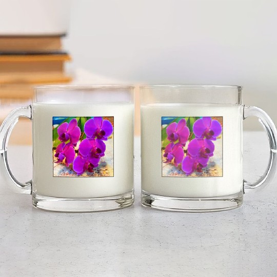 Orchid 2 Glass Mugs