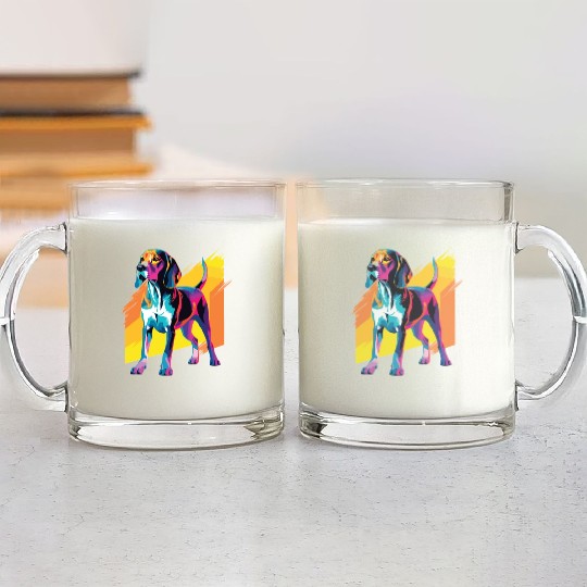 Watercolor Colorful Treeing Walker Coonhound Glass Mugs