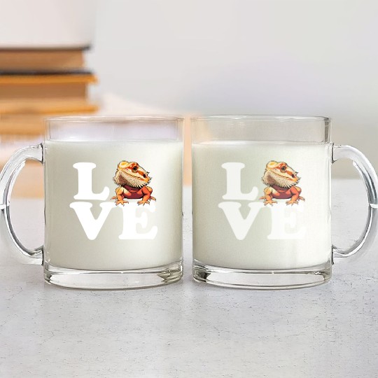 I love bearded dragon, reptile bearded Glass Mugs