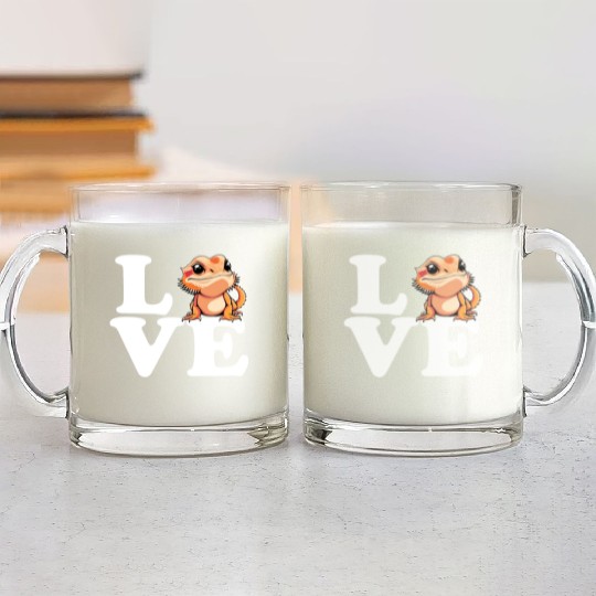 I love bearded dragon, reptile bearded Glass Mugs