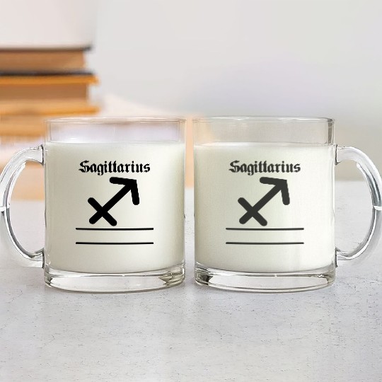 Sagittarius zodiac sign with above letters Glass Mugs