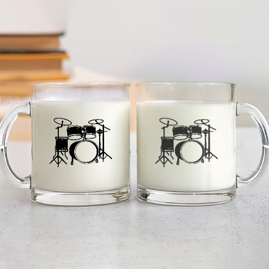Drum kit logo for drummer Glass Mugs